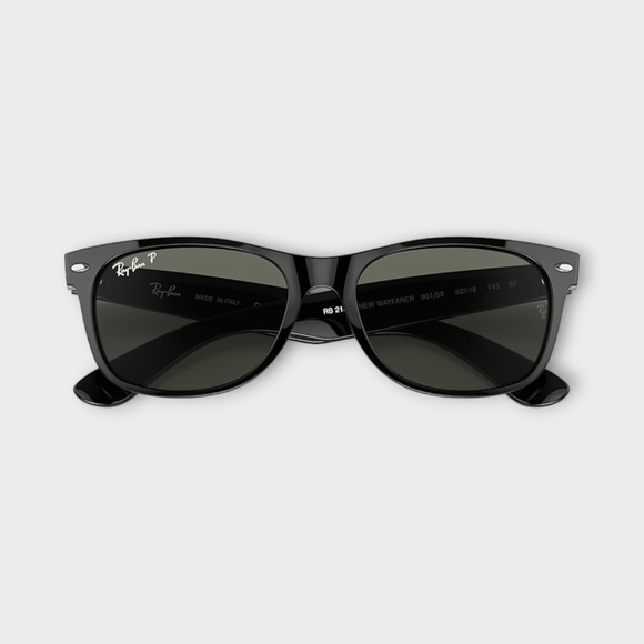 Ray-Ban New Wayfarer Classic Sunglasses in Black Frame, Black Polarized Lens. 58 main image 5